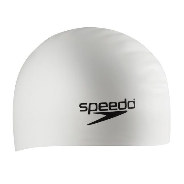 Speedo Unisex-Adult Swim Cap Silicone Long Hair White, One Size