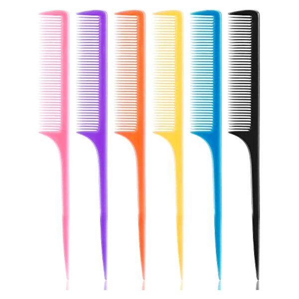 24 Pieces Plastic Rat Tail Combs Pin Tail Comb Teasing Comb Carbon Comb 8.5 Inch Styling Combs with Thin and Long Handle, Assorted Colors