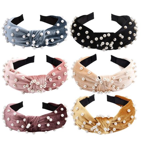Jaciya Headbands for Women 6 Pack Pearl Headbands Velvet Headbands for Women Pearl Headbands for Women Turban Headbands for Women Womens Headbands Diademas Para Mujer