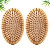 2pcs Bamboo Brush for Hair Growth No Handle Design Bamboo Hairbrush Natural Scalp Brush Mini Anti-Static Air Cushion Massage Comb for Women Men & Kids