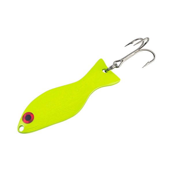 AL's Goldfish Lure Company, G300 Goldfish Freshwater Fishing Spoon Lure with Treble Hook for Trout, Salmon, Bass, Walleye, Northern Pike and Muskie. 1/2 oz. 2-3/4", 2 Hook, Chartreuse