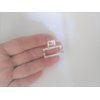 Tiny small silver tone rectangle metal hair claw clip