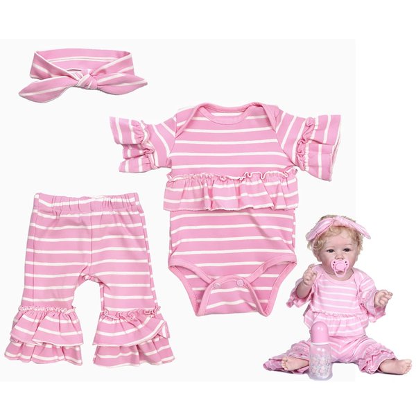 Reborn Baby Doll Clothes Accessories Outfit Girl 3 Pcs Sets 22 inch Clothing for 20-23 inch Reborn Doll Newborn