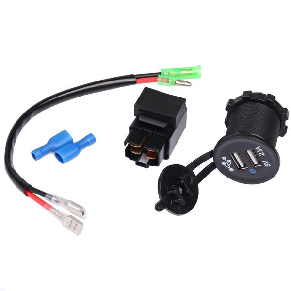 Motorcycle Dual USB Charger with Relay Battery Charger for Kawasaki Versys650 Versys1000 Ninja400 Ninja650 Versys 650 1000 X300 X650 Ninja 400 650