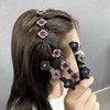Sparkling Crystal Stone Braided Hair Clips, Satin Fabric Hair Bands, Four-Leaf Clover Chopped Hairpin Duckbill Clip Braided Hair Clip with 3 Small Clips Multi Clip Hair Barrette 4Pack (Four leaf hair clip)
