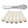 Donner Acoustic Guitar Bridge Pins, 6PCS White Bone Bridge Pins Inlaid 3mm Abalone Dot with Guitar Pins Puller and Sandpaper