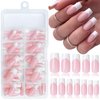 LoveOurHome 120pc French Tips Press on Nails Long Fake Nail Press on Nail Square False Nail Acrylic White Tips Press Square Nail Short Artificial Nail & Glue Adhesive Tabs for Women Girls
