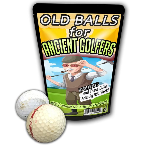 Old Balls for Ancient Golfers Funny Golf Gag includes 2 Old Golf Balls Novelty Stocking Stuffers for Golfer Retirement Over The Hill