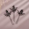 Kercisbeauty Wedding Black Crystal Hair Pins for Bride Bridal Bridesmaid Headpiece Prom Hair Accessory 3pcs