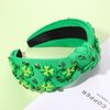 CEALXHENY St. Patrick's Day Headband for Women Green Shamrock Headband Embellished Crystal Rhinestone Knotted Headband St. Patrick's Day Hair Accessories Outfits Irish Holiday Gifts (Shamrock 2)