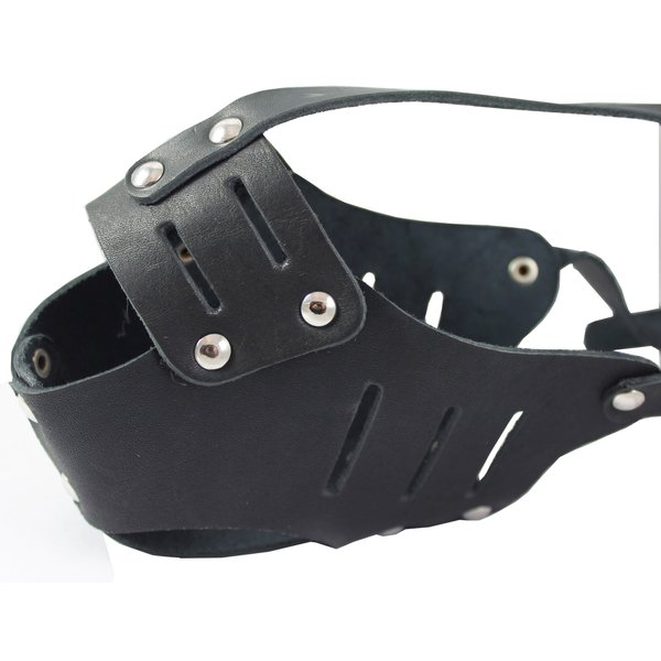Real Leather Cage Basket Secure Dog Muzzle #117 Black - Poodle, Spaniel (Circumference 10.75", Snout Length 2.75")