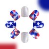 24 Pcs Glitter Press on Nails Independence Day Fake Nails Short Square False Nails with Stars Design Red Blue Patriotic Nails Glossy Acrylic Glue on Nails for 4th of July Holiday Nails for Women Girls