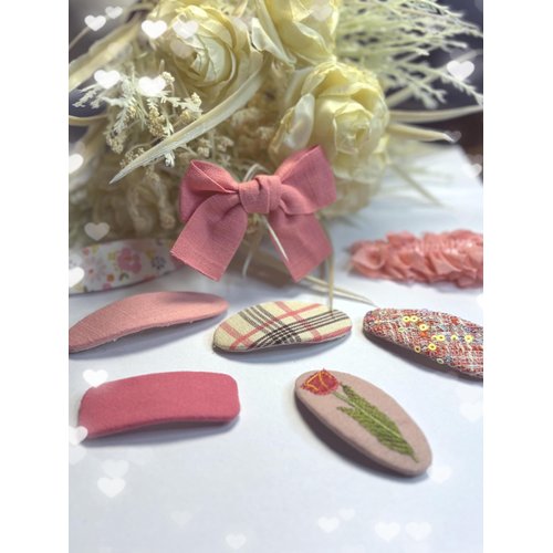 8 Pcs Hair Clips for Girls, Fabric Handmade Hair Accessories for Little Girls, Toddlers, Kids, Children. Design Barrettes (Pink) (Pink2)