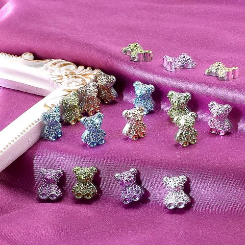 50pcs 3D Little Bear Nail Art Charms Glitter Bear Nail Charm Kawaii Nail Charms for Acrylic Nails Cute Bear Resin Charms for Nails Colorful Bears Nail Rhinestones Nail Jewels for Crafts Nail Supplies