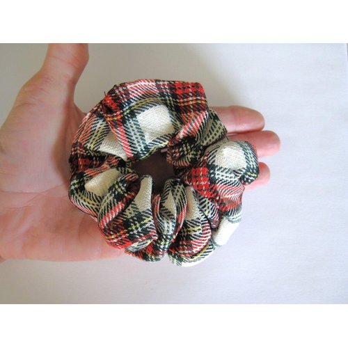 Generic Red green Christmas plaid hair tie pony tail holder scrunchie