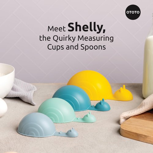 NEW!! Shelly Cute Measuring Cups and Spoons Set by OTOTO, Measuring Spoons and Cups Set, Snails Cooking Gadgets, Funny Gifts, Cute Kitchen Accessories, Baking Accessories, Unique Kitchen Gadgets