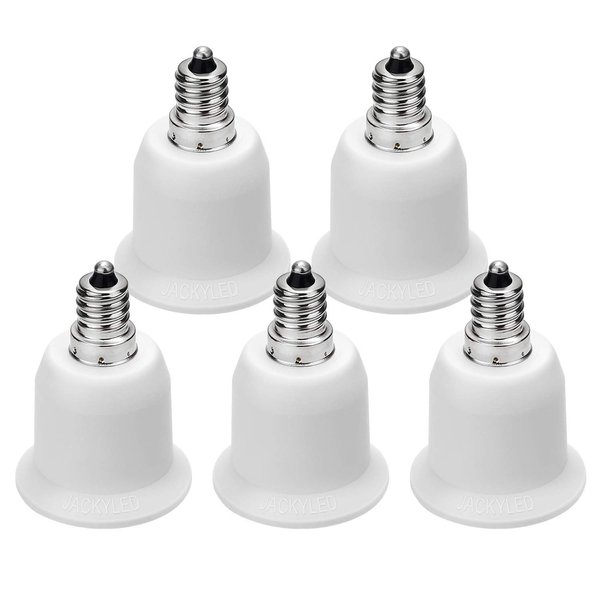 JACKYLED 5-Pack E12 to E26 Adapter, Chandelier Light Socket, Candelabra E12 to Medium Socket E26/E27 Converter Bulb Base Adapter Converter for Ceiling Fans Light, Pendant Light, Chandelier
