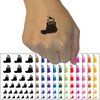Fluffy Black Cat Santa Hat Christmas Temporary Tattoo Water Resistant Fake Body Art Set Collection - Hot Pink (One Sheet)