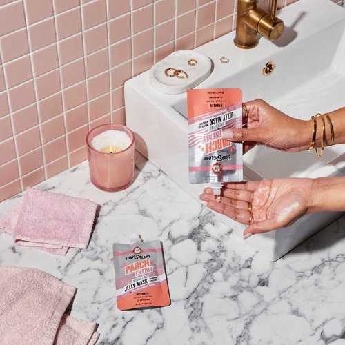 Soap & Glory Parch Enemy Hydrating Jelly Face Mask - Vitamin B5 + Hyaluronic Acid Skin Plumping Face Mask - Long Lasting Hydration Jelly Mask for Normal & Dry Skin (50ml)