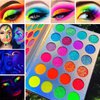 Afflano Neon Makeup Palette Eyeshadow, Glow in the Dark Neon Eyeshadow Palette Highly Pigmented, Neon Party UV Blacklight Eye Shadow Pallet, Red Orange Pink Pressed Glitter Eyes Makeup Palette