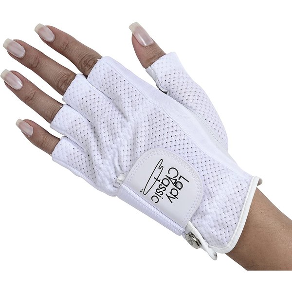 Lady Classic Cabretta 1/2 Finger Golf Glove White Small LH