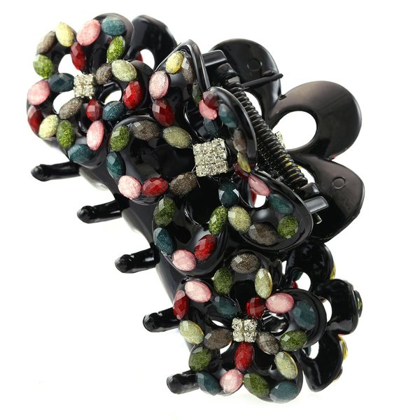 Hair Claw Jaw Pin Butterfly Clip Jet Acrylic Hair Styling Accessories Gift for Girlfriend Mom (Black)