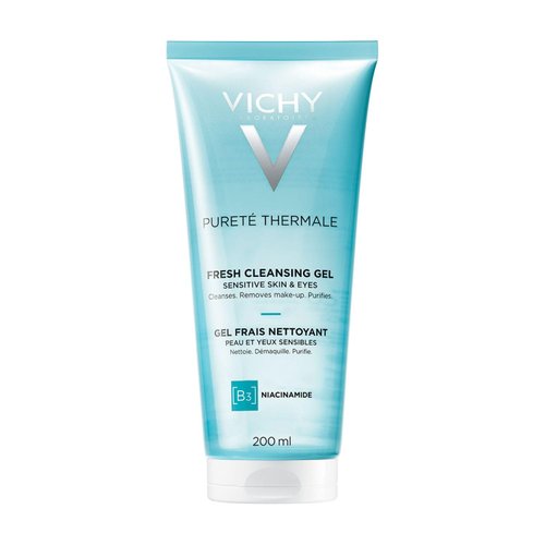 Vichy Pureté Thermale Fresh Cleansing Gel Face Wash, Facial Cleanser & Makeup Remover with Vitamin B5 to Cleanse & Remove Impurities , 6.76 Fl Oz (Pack of 1)