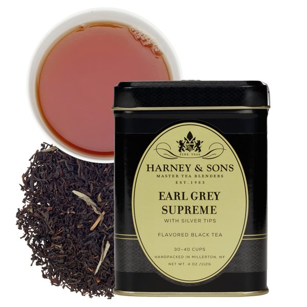 Harney & Sons Earl Grey Supreme, 4 oz Loose Leaf Tea w/Silver Tips and Bergamont Oil