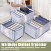 TOOVREN Wardrobe Clothes Organizer 7 Grids, Drawer Organizers for Clothing, Foldable Closet and Storage Basket, Clothing Organizer,Clothes Compartment Box Bedroom Dorm Room 4PCS