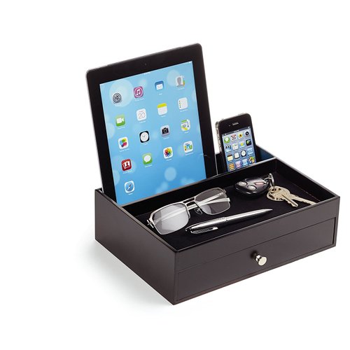 Massca Wood Phone Docking Station -Nightstand Organizer for Men - Multi-Device Valet Tray for Men - Nightstand Drawer Organizer Great for Your Wallet, Keys, Phones & Other Electronic Devices.