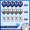 15th Blue Birthday Balloon Decorations, 15PCS Navy Blue Silver 15th Happy Birthday Balloons for Boy Girl 15 Anniversary Birthday Party Latex Inflatable Clear Confetti Balloons Indoor Outdoor Supplies