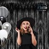 Black Tinsel Backdrop Curtain - GREATRIL Tinsel Curtain Party Backdrop Streamers for Wizard Birthdays/Stranger Theme/Doorway/Halloween Decorations Party - 2 Packs