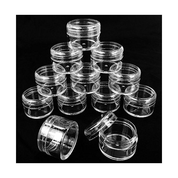 Beauticom 20G/20ML Round Clear Jars with Screw Cap Lids for Makeup, Lotion, Creams, Eyeshadow, Cosmetic Product Samples - BPA Free (Quantity: 12 Pieces)