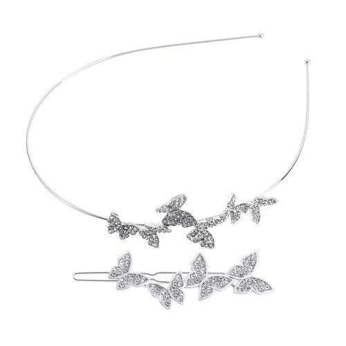 Leadigol Butterfly Hair Clip Princess Hair Hoop,Butterfly Crystal Headband Rhinestone Hair Hoop,Headband Girls Hair Hoop Women Rhinestone Hair Clip Hair Band Hair Accessories