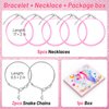 DIY Charm Bracelet Making Kit, Flasoo Jewelry Kit for Teen Girls with Unicorn Mermaid Pink Stuff Craft Gifts for Birthday, Christmas, New Year