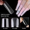 LuckForever 240pc XL Square Gel X Nail Tips Clear Fake Nails Extra Long Square Nail Tips Full Cover Artificial Fingernails XL Soft Gel False Nail Tips for Acrylic Nail Extension Press on Nail Making