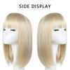 HSPJHTM Blonde Bob Wigs,Short Bob Hair Wigs 14" Straight with Flat Bangs Synthetic Colorful Cosplay Daily Party Wig for Women Natural (Free Wig Cap)
