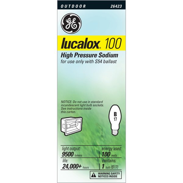GE Lighting 26423 HID Lucalox70 High Pressure Sodium B17 (1-Pack) (FR), 1 Count (Pack of 1)