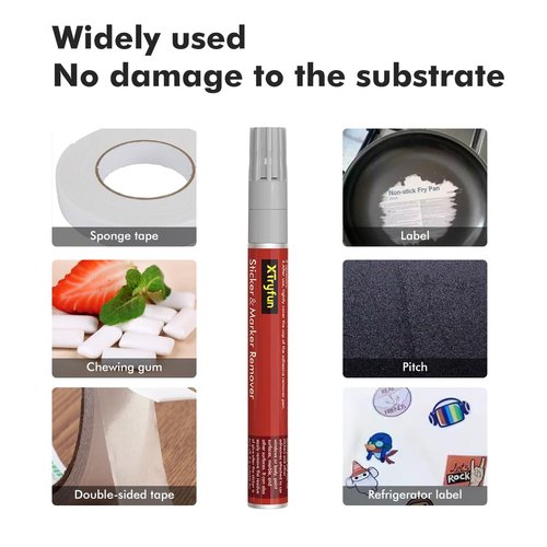 XTryfun Adhesive Remover, Multi-Surface Safe Sticker Marker Remover Pen, Rapid Safely Removes Stickers, Glue, Decals, Label, Tape, Sticky Residues and More from Car Furniture Tile Wood Floor and More