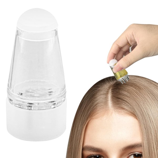 Hair Applicator Bottle with Scalp Massager and Oil Dispenser for Hair Growth - Roller Ball Root Comb for Oiling and Care (White)