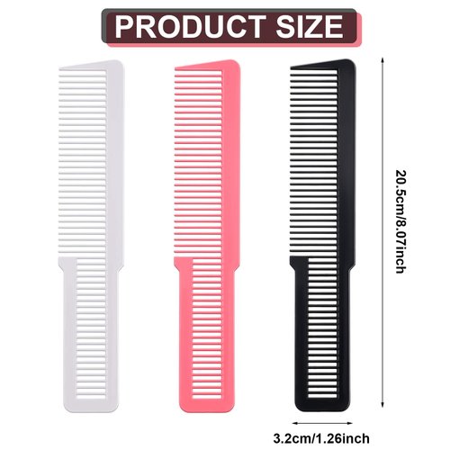 10 Pieces Hair Cutting Comb Fine Tooth Styling Comb Barber Styling Hair Comb Clipper Cutting Comb for Home Salon Barber (Black, White, Pink)