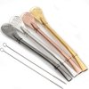 Hihelp 4 PCS Stainless Steel Straws Yerba Mate Bombilla Drinking Straws Free Cleaning Brush Include, Colorful, 6 Piece Set