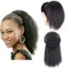 10inch Short Kinky Straight Ponytail Afro Clip in Hair Extensions Ponytail Warp Around Natural Puffing Ponytail (Black)