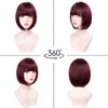 Aida ble Bob Wigs with Bangs Burgundy Wig for Women Wine Red Wig Short Straight Wig Heat Resistant Fiber Synthetic Wig Halloween Cosplay 99J Colorful Wigs Party Wig…