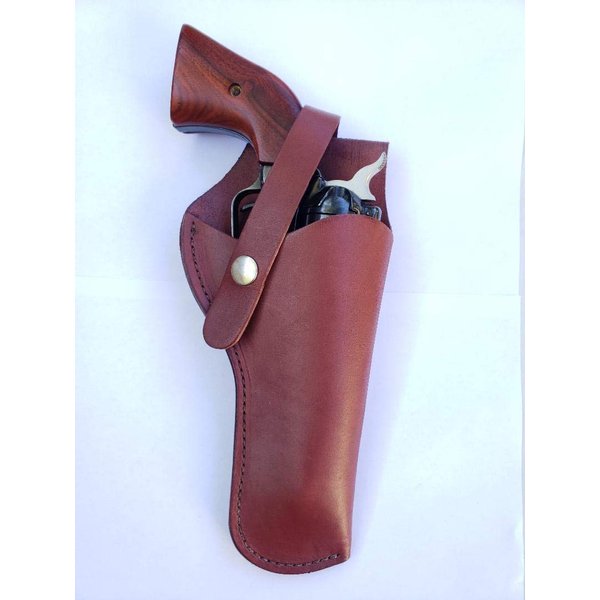 Western Gun Holster #61 - Burgundy - Solid Smooth Leather - Revolvers up to 5" Barrel
