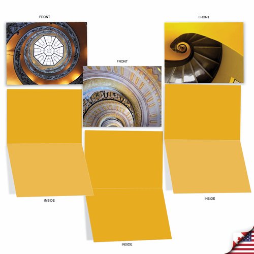 The Best Card Company - 10 Blank Note Cards Boxed (4 x 5.12 Inch) - Architecture, Assorted All Occasion Cards - Stairways to Heaven M3095