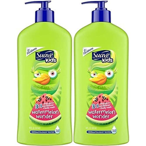Suave Kids Shampoo and Conditioner 3 in 1 with Body Wash for Kids, Watermelon Wonder, Tear Free Shampoo and Conditioner for Kids, 18 Fl Oz (Pack of 2)