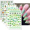 St. Patrick's Day Nail Art Stickers Green Irish Clover Nail Decals 3D Self-adhesive Nail Art Supplies Lucky Leaves Beer Nail Design Shamrock Nail Stickers for Saint Patrick's Day Nail Decoration 6 Pcs