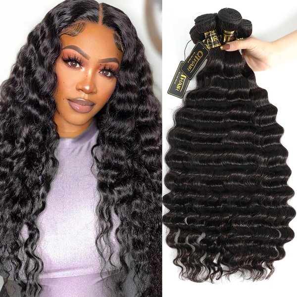 QTHAIR 14a Brazilian Loose Deep Wave Human Hair Wigs Bundles for All Women (14" 16" 18" 20", Hair Bundles)