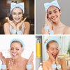 Ondder 10 Pcs Spa Headband and Wristband Set with Poder Puffs Spa Headband for Washing Face Makeup Headbands Blue Bubble Headband Skin Care Face Wash Sponge Puffy Head Bands Headband for Women Girls